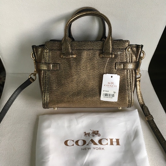 NWT COACH SWAGGER 20 IN METALLIC PEBBLE LEATHER 35990 - Picture 6 of 15